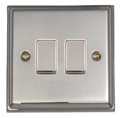 G&H DC202 Deco Plate Polished Chrome 2 Gang 1 or 2 Way Rocker Light Switch
