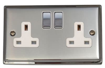 G&H DC210 Deco Plate Polished Chrome 2 Gang Double 13A Switched Plug Socket