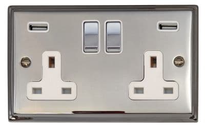 G&H DC2910 Deco Plate Polished Chrome 2 Gang Double 13A Switched Plug Socket 2.1A USB