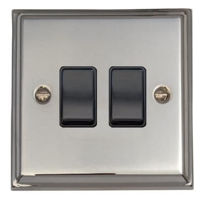 G&H DC2B Deco Plate Polished Chrome 2 Gang 1 or 2 Way Rocker Light Switch