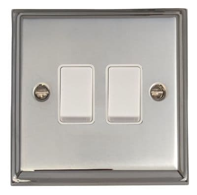 G&H DC2W Deco Plate Polished Chrome 2 Gang 1 or 2 Way Rocker Light Switch