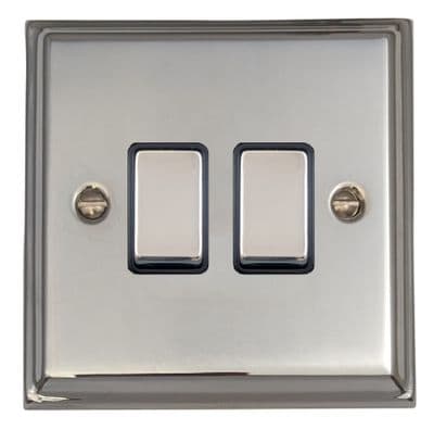 G&H DC302 Deco Plate Polished Chrome 2 Gang 1 or 2 Way Rocker Light Switch