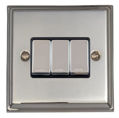 G&H DC303 Deco Plate Polished Chrome 3 Gang 1 or 2 Way Rocker Light Switch