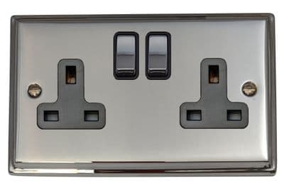 G&H DC310 Deco Plate Polished Chrome 2 Gang Double 13A Switched Plug Socket
