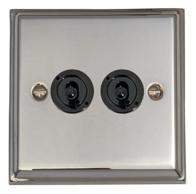 G&H DC382-FBK Deco Plate Polished Chrome 2 Gang 2 Way Toggle Light Switch
