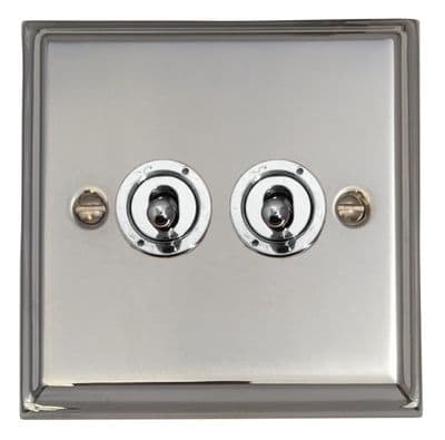 G&H DC382-PC Deco Plate Polished Chrome 2 Gang 1 or 2 Way Toggle Light Switch