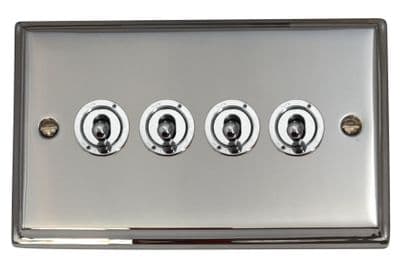 G&H DC384-PC Deco Plate Polished Chrome 4 Gang 1 or 2 Way Toggle Light Switch