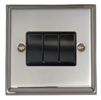 G&H DC3B Deco Plate Polished Chrome 3 Gang 1 or 2 Way Rocker Light Switch
