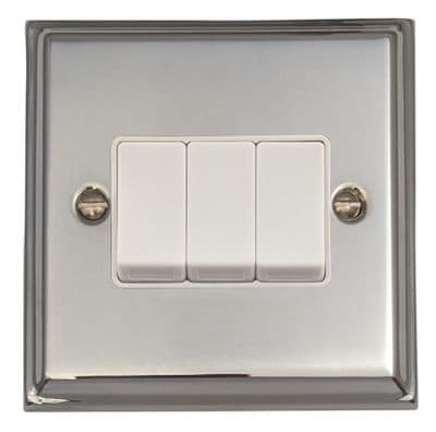 G&H DC3W Deco Plate Polished Chrome 3 Gang 1 or 2 Way Rocker Light Switch