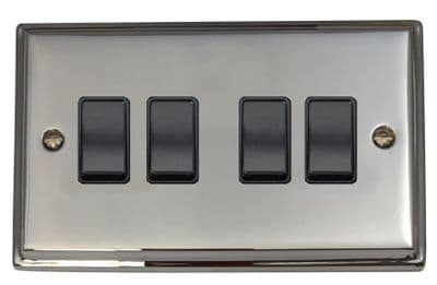 G&H DC4B Deco Plate Polished Chrome 4 Gang 1 or 2 Way Rocker Light Switch