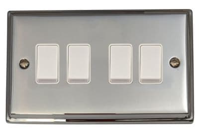 G&H DC4W Deco Plate Polished Chrome 4 Gang 1 or 2 Way Rocker Light Switch