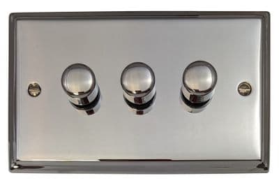 G&H DC523 Deco Plate Polished Chrome 3 Gang 1 or 2 Way LED Dimmer Switch
