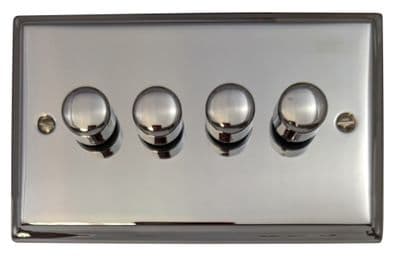G&H DC524 Deco Plate Polished Chrome 4 Gang 1 or 2 Way LED Dimmer Switch