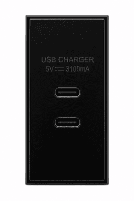 G&H DM42B Black USB Charger Module 3.1A Dual USB C 25mm x 50mm