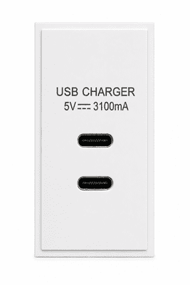 G&H DM42W White USB Charger Module 3.1A Dual USB C 25mm x 50mm