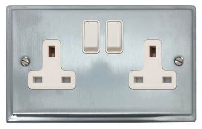 G&H DSC10W Deco Plate Satin Chrome 2 Gang Double 13A Switched Plug Socket