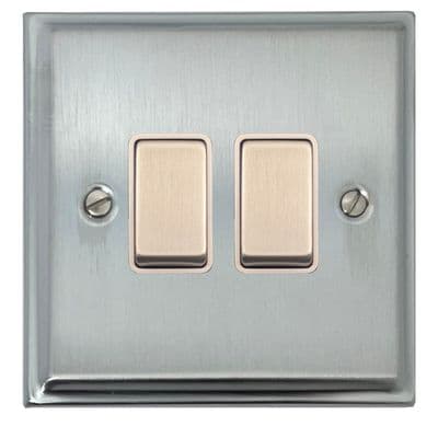 G&H DSC202 Deco Plate Satin Chrome 2 Gang 1 or 2 Way Rocker Light Switch