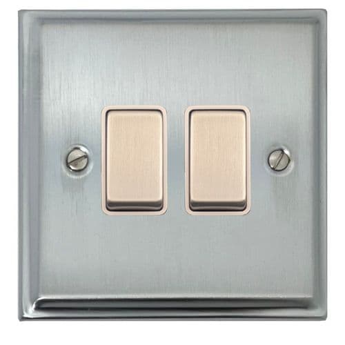 G&H DSC202 Deco Plate Satin Chrome 2 Gang 1 or 2 Way Rocker Light Switch