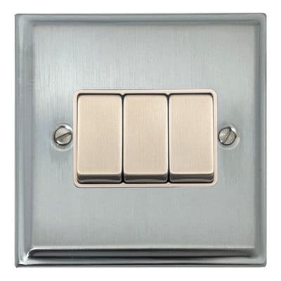 G&H DSC203 Deco Plate Satin Chrome 3 Gang 1 or 2 Way Rocker Light Switch