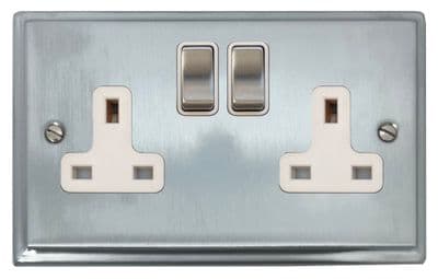 G&H DSC210 Deco Plate Satin Chrome 2 Gang Double 13A Switched Plug Socket