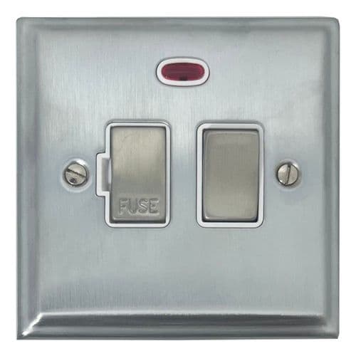 G&H DSC227 Deco Plate Satin Chrome 1 Gang Fused Spur 13A Switched & Neon