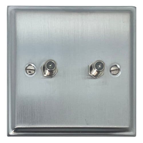 G&H DSC237 Deco Plate Satin Chrome 2 Gang Satellite Socket Point
