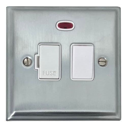 G&H DSC27W Deco Plate Satin Chrome 1 Gang Fused Spur 13A Switched & Neon