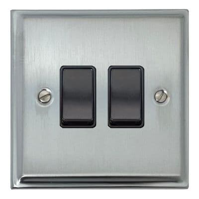G&H DSC2B Deco Plate Satin Chrome 2 Gang 1 or 2 Way Rocker Light Switch