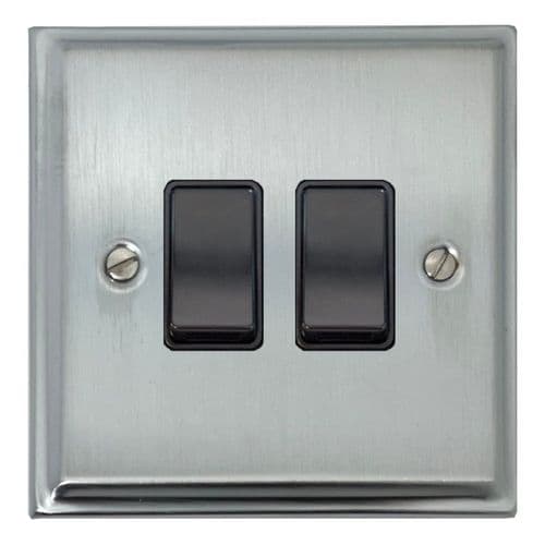 G&H DSC2B Deco Plate Satin Chrome 2 Gang 1 or 2 Way Rocker Light Switch