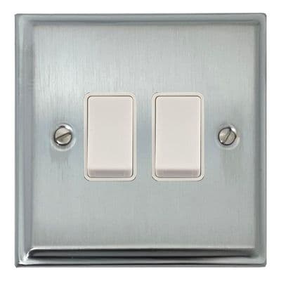 G&H DSC2W Deco Plate Satin Chrome 2 Gang 1 or 2 Way Rocker Light Switch