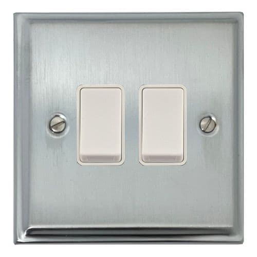 G&H DSC2W Deco Plate Satin Chrome 2 Gang 1 or 2 Way Rocker Light Switch