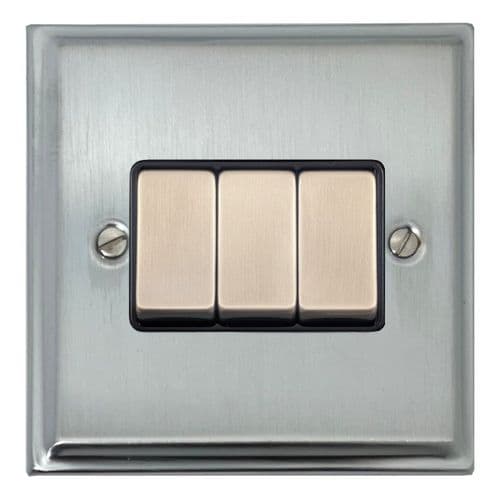 G&H DSC303 Deco Plate Satin Chrome 3 Gang 1 or 2 Way Rocker Light Switch