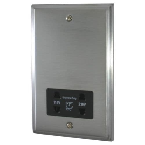 G&H DSC30B Deco Plate Satin Chrome Dual Voltage Shaver Socket 115-230V