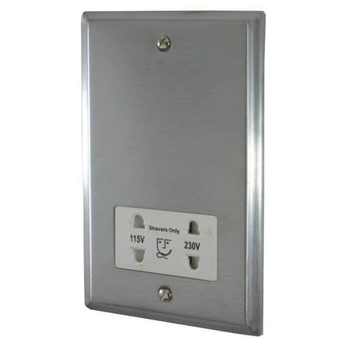 G&H DSC30W Deco Plate Satin Chrome Dual Voltage Shaver Socket 115-230V