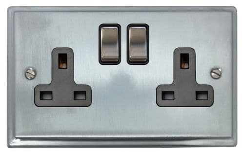 G&H DSC310 Deco Plate Satin Chrome 2 Gang Double 13A Switched Plug Socket