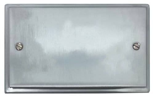 G&H DSC32 Deco Plate Satin Chrome 2 Gang Double Blank Plate