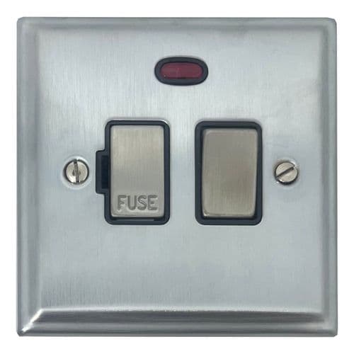 G&H DSC327 Deco Plate Satin Chrome 1 Gang Fused Spur 13A Switched & Neon