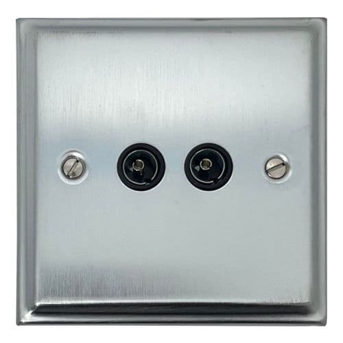 G&H DSC36B Deco Plate Satin Chrome 2 Gang TV Coax Socket Point