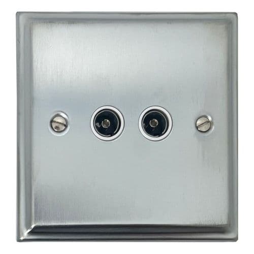 G&H DSC36W Deco Plate Satin Chrome 2 Gang TV Coax Socket Point
