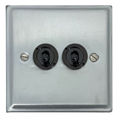 G&H DSC382-FBK Deco Plate Satin Chrome 2 Gang 2 Way Toggle Light Switch