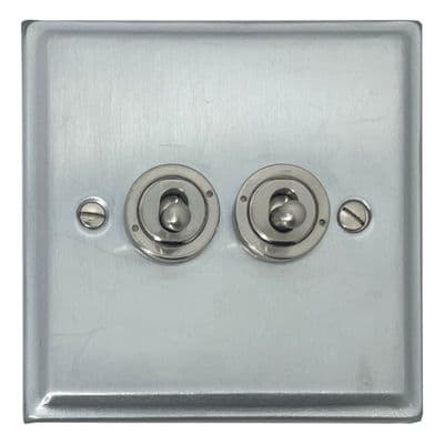 G&H DSC382-SS Deco Plate Satin Chrome 2 Gang 1 or 2 Way Toggle Light Switch