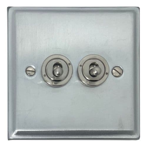 G&H DSC382-SS Deco Plate Satin Chrome 2 Gang 1 or 2 Way Toggle Light Switch