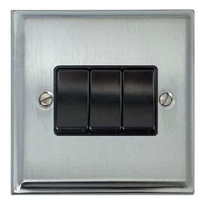 G&H DSC3B Deco Plate Satin Chrome 3 Gang 1 or 2 Way Rocker Light Switch