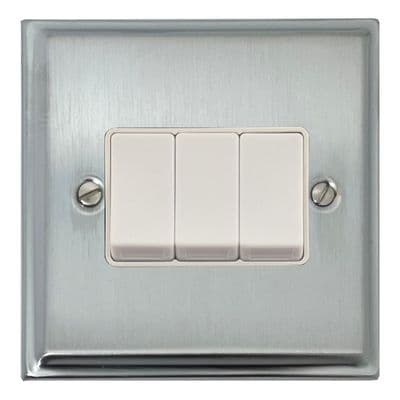 G&H DSC3W Deco Plate Satin Chrome 3 Gang 1 or 2 Way Rocker Light Switch