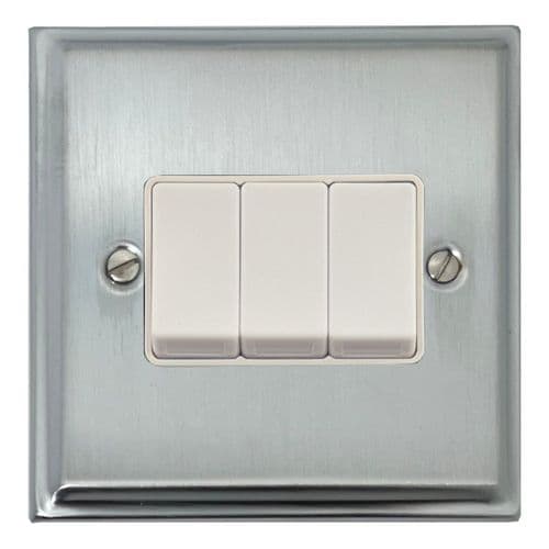 G&H DSC3W Deco Plate Satin Chrome 3 Gang 1 or 2 Way Rocker Light Switch
