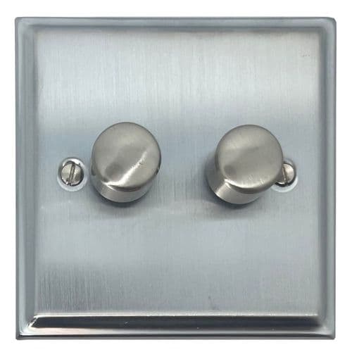 G&H DSC522 Deco Plate Satin Chrome 2 Gang 1 or 2 Way LED Dimmer Switch