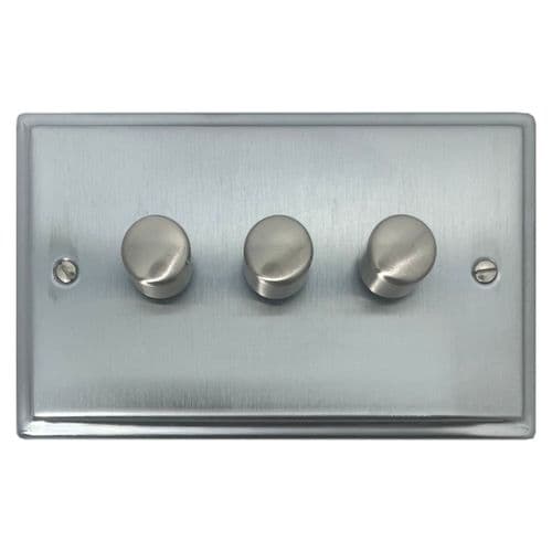 G&H DSC523 Deco Plate Satin Chrome 3 Gang 1 or 2 Way LED Dimmer Switch