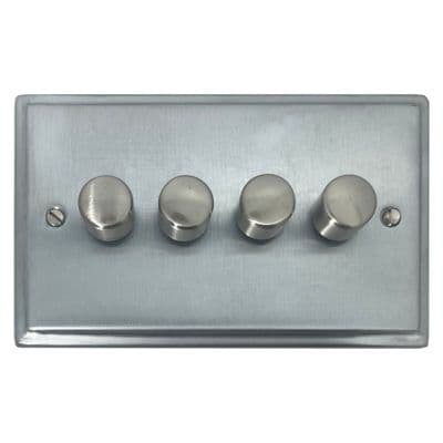 G&H DSC524 Deco Plate Satin Chrome 4 Gang 1 or 2 Way LED Dimmer Switch