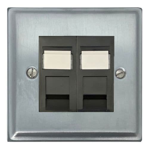 G&H DSC62B Deco Plate Satin Chrome 2 Gang RJ45 Socket Point