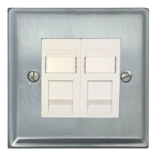 G&H DSC62W Deco Plate Satin Chrome 2 Gang RJ45 Socket Point